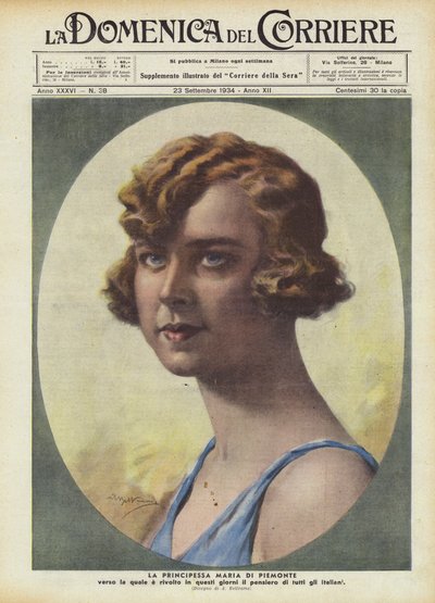 La Princesa María de Piamonte hacia la cual se dirige en estos días el pensamiento de todos los italianos de Achille Beltrame